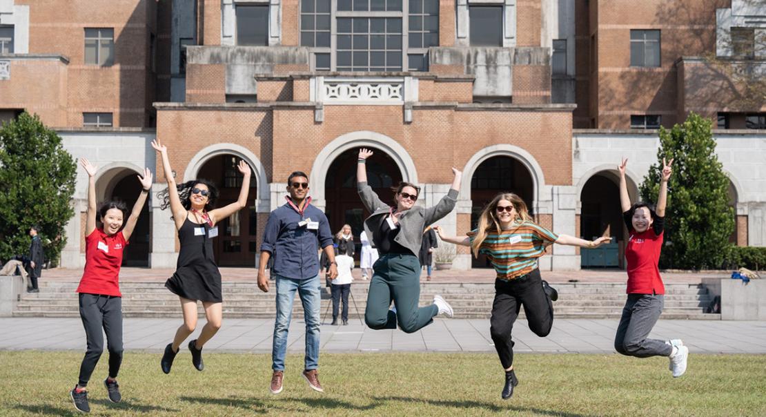 Participants of the 2023 Taiwan Trek jumping in the air